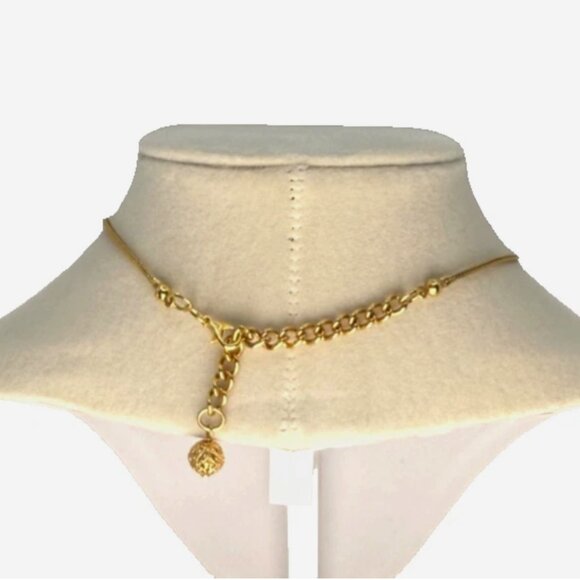 Vintage MCM Mid Century Modern Gold Tone Tassel Ball 16" Choker Necklace - Picture 4 of 6